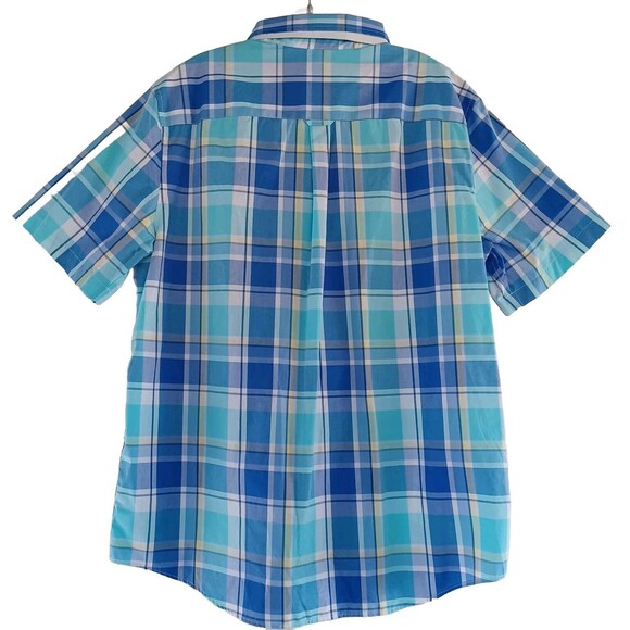 Chaps Men's Size XL Blue Plaid Short Sleeve Button Down Easy Care Shirt NWT - Picture 2 of 12